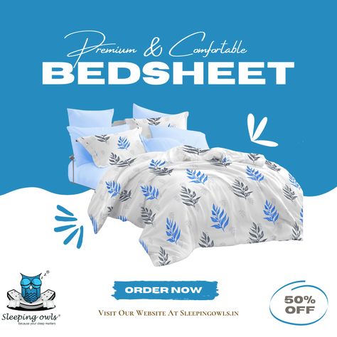 Bedsheet Creative Ads, Bedding Coverlet, Advertising Campaign Design, Dental Advertising, Home Decor India, Hotel Sheets, Dm Design, Furniture Ads, Bed Liner