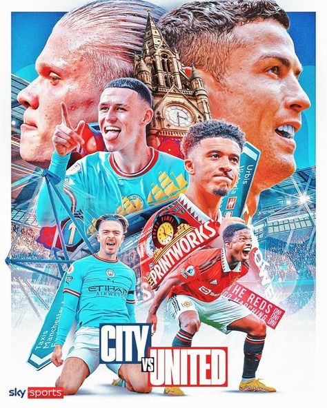 Sky Sports on Instagram: "It's Manchester derby day! ⚔️ Who you got? 🤔" Manchester Derby, Victoria 1, Manchester United Team, Sport Banner, Sky Sports, Poster Design Inspiration, Derby Day, Football Poster, Man United