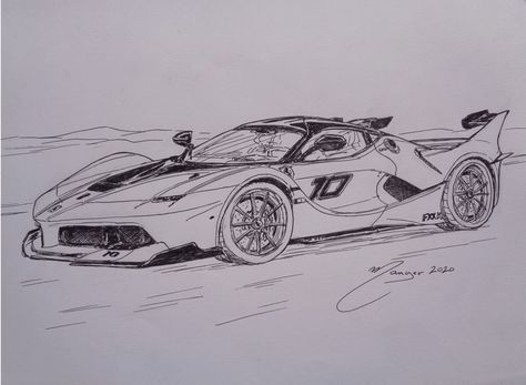 Ferrari FXX-K. Marker pen drawing by Joan Mañé Marker Pen Drawing, Ferrari Rouge, Pagani Car, Ferrari Fxxk, Ferrari Fxx, Cars Drawing, Ferrari World, Vegan Recipes Videos, Car Drawing