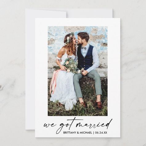 We Got Married Announcement, Post Wedding Announcements, Wedding Announcements Photos, Wedding Announcement Cards, We Got Married, We Get Married, Wedding Announcement, Calligraphy Ink, Wedding Party Supplies