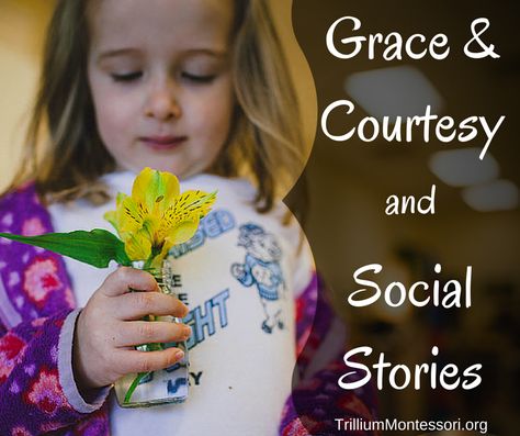 I was introduced to the concept of Social Stories about 10 years ago by Pat Getz, the support services coordinator at the Montessori School of Syracuse.  The Social Stories technique, in my experience, works very well with Montessori Grace & Courtesy lessons. What are Montessori Grace & Courtesy Lessons?  “Grace and Courtesy” is the term we use … Grace And Courtesy Lessons Montessori, Grace And Courtesy, What Is Montessori, Montessori Shelves, Montessori Shelf, Montessori Printables, Montessori Parenting, Big Emotions, Montessori At Home