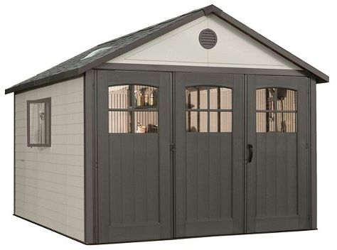 Lifetime Storage Building Shed 11' X 21' - Desert Sand Plastic Storage Sheds, Resin Sheds, Storage Shed Kits, Wood Storage Sheds, Carriage Doors, Storage Building, Plastic Sheds, Storage Shed Plans, Shed Kits