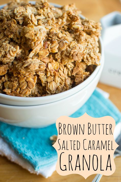 Brown Butter Salted Caramel Granola Caramel Granola, Granola Clusters, Granola Recipe Homemade, Maple Brown, Gluten Free Granola, Homemade Applesauce, Granola Recipes, Lou Lou, Pure Maple Syrup