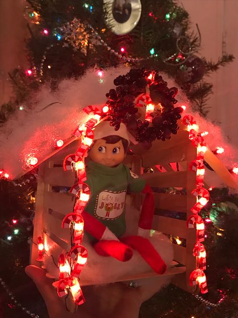 Elf On The Shelf Tree House, Elf On The Shelf House Diy, Elf Treehouse, Elf Tree House, Elf Shelf, Elf Tree, Candy Tree, Awesome Elf On The Shelf Ideas, Christmas Bucket