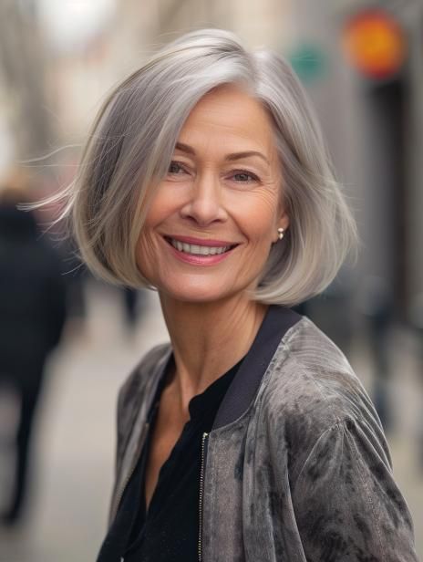 Best Bob Haircuts for Older Women 2024: Timeless Styles for a Chic Look Hair Styles For Gray Hair Over 50 Short, Bobs For Older Women Over 50 Grey Hair, Bob Haircuts 2024, French Bob For Over 60, Silver Bob Haircut, Middle Age Bob Over 50, Diane Keaton Hairstyles Gray Hair, Gray Bob Hairstyles, Classic Bob Haircut Older Women Over 50