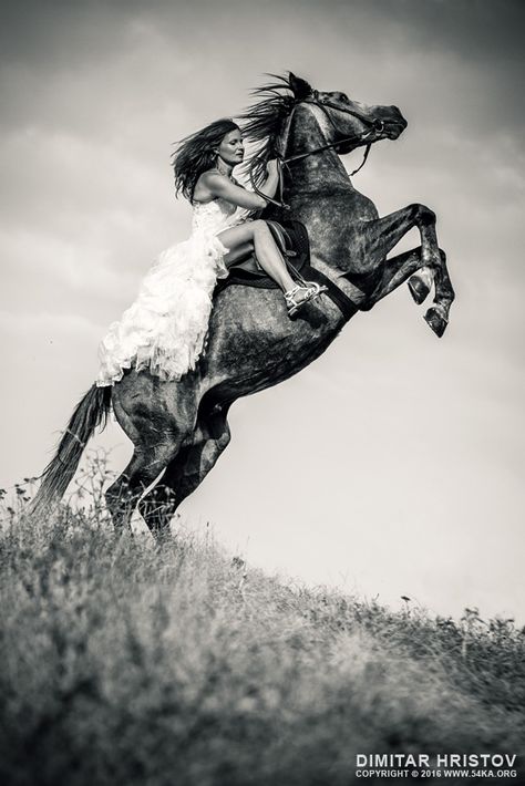 Woman in dress riding chestnut black rearing stallion photography featured equine photography animals  Photo by Dimitar Hristov - 54ka Horse Rearing, Kids Fashion Magazine, Horse Wedding, Black Stallion, Black Horses, Horse Farm, Horse Portrait, Horses And Dogs, Equine Photography