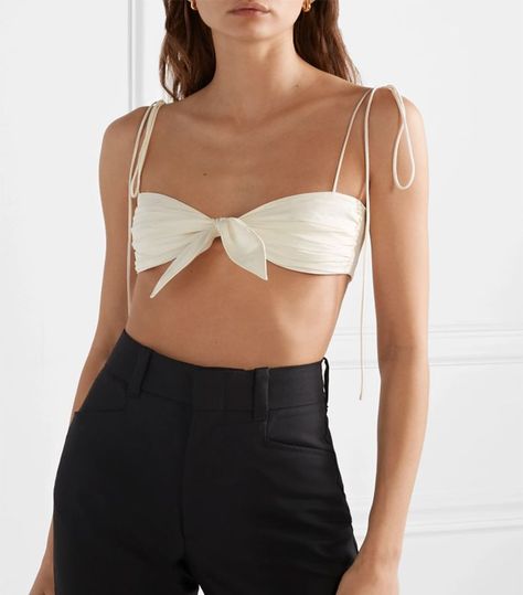 Orseund Iris Cha Cha Pleated Poplin Bra Top Bra Top Outfit, Stella Mccartney Sandals, Pretty Summer Tops, Ralph Lauren Cap, Orseund Iris, Pretty Top, Top Outfit, Ropa Diy, Emily Ratajkowski