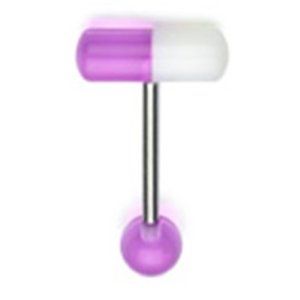 14g Surgical Steel Tongue Ring Barbell Body Jewelry Piercing with Purple Uv Pill Shaped Design Top 14 Gauge 5/8 Nemesis Body JewelryTM Acrylic Tongue Piercing, Tounge Piercing Pill Jewelry, Pill Tongue Ring, Cool Tongue Piercing Jewelry, Tongue Piercing Jewelry, Tongue Piercing Jewelry Bm25.com, Types Of Facials, Tongue Piercing, Tongue Rings