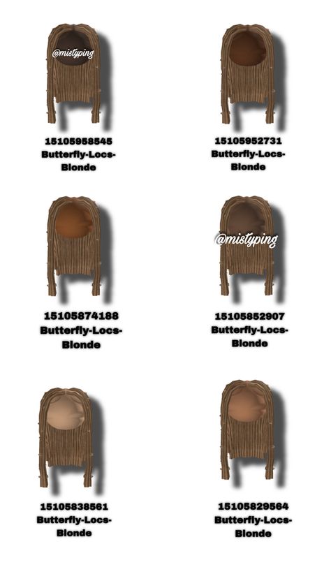 Blonde Butterfly Locs, Code Hair, Bloxburg Clothes, Code Outfit, Brookhaven Codes, Bloxburg Outfits, Roblox Hair, Bloxburg Decals Codes Aesthetic, Locks Hair