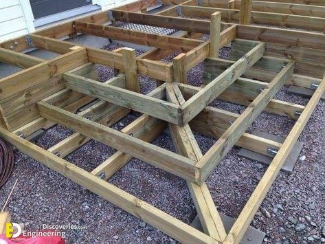 How To Build Floating Outdoor Steps - Engineering Discoveries Building Deck Steps, Deck Steps, Floating Deck, Building A Porch, Patio Deck Designs, Outdoor Steps, Deck Designs Backyard, Deck Stairs, Outdoor Stairs