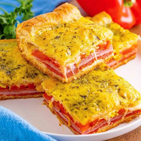 Italian Sub Squares Italian Sub, Leftover Ham Recipes, Square Recipes, Country Cook, The Country Cook, 9x13 Baking Dish, Ham Recipes, Country Cooking, Cheese Sandwich