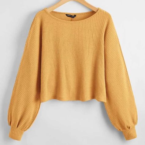 Brand New, Unworn Mustard Yellow Sweater, Yellow Shirts, Yellow Sweater, Women T Shirts, Knit Tees, Cute Sweaters, Crop Tee, Vintage Skirt, Cropped Sweater