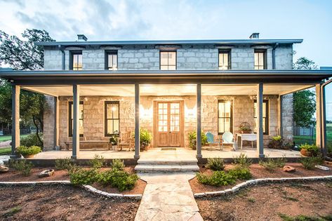 Farm Restoration, Barndo Ideas, Butcher Block Kitchen Island, Ranch Houses, Mountain Home Exterior, German Houses, Ranch House Exterior, Coaster Ideas, Dining Room Light Fixture