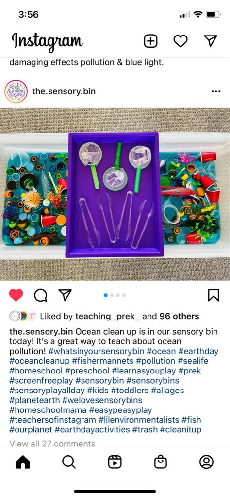 Ocean clean up sensory bin Ocean Clean Up Sensory Bin, Ocean Cleanup, Ocean Pollution, Daycare Crafts, Sensory Bin, Preschool Theme, Screen Free, Plan Ideas, Sensory Bins