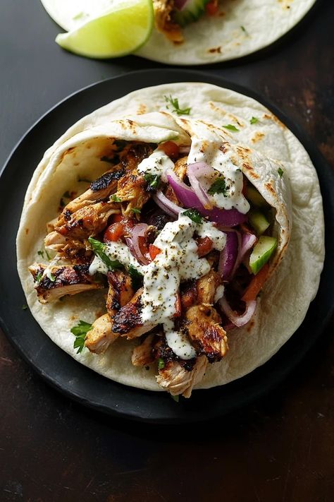 Greek Chicken Gyros, Chicken Gyro, Mediterranean Meals, Greek Dinner, Greek Food, Tzatziki Chicken, Chicken Gyro Recipe, Greek Gyros, Gyro Recipe