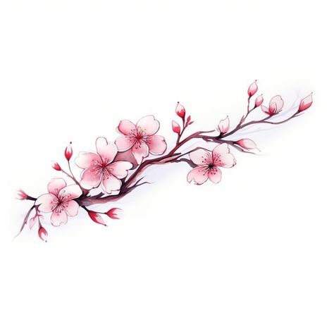 Pink Dogwood Flower Tattoo, Cherry Flower Tattoo, Sakura Flower Tattoo, Cherry Blossom Tattoo Shoulder, Tattoo Sakura, Cherry Tree Tattoos, Cherry Blossom Tree Tattoo, Cherry Blossom Drawing, Flor Tattoo