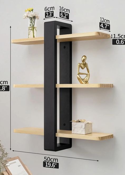 3-Tier Pine Wood Floating Shelves