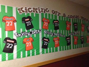 Pick a theme that you’ll love all the way through spring! Sport Classroom Decorations, Sport Classroom Theme, Football Bulletin Boards, Sports Bulletin Boards, School Sports Theme, Sports Classroom, Sports Theme Classroom, Team Theme, Class Theme