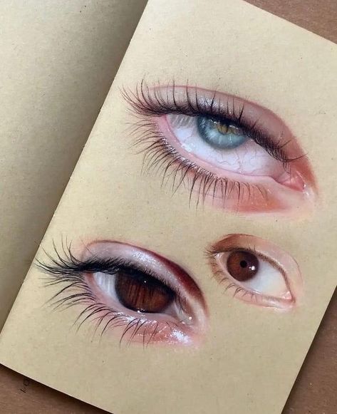 Drawing Realistic Eyes, Aesthetic Art Dark, Blue And Brown Eyes, Grunge Drawing, Relatable Illustrations, Realistic Eyes, Materi Bahasa Jepang, Eye Drawings, Prismacolor Art