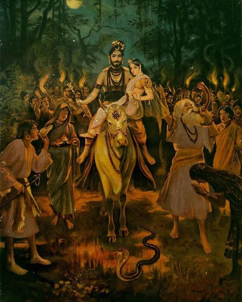 Raja Ravi Verma’s the iconic Indian artist oleograph In this oleograph, Ravi Varma portrays the Shiva along with the Mahadevi or divine… Shiva And Parvati, Ravi Varma, Lord Shiva Sketch, Shiva Sketch, Shiv Parvati, Shri Radha, Krishna Avatar, Lord Wallpapers, Pictures Of Shiva