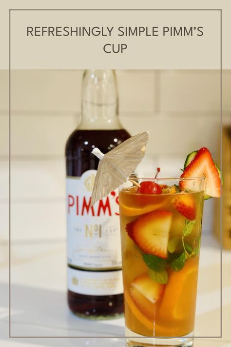 Ready to impress your friends at your next gathering? Try making the Pimm’s Cup cocktail, an easy and delightful drink from the UK that's perfect for warm weather relaxation. Crafted from gin, fresh fruits, and a splash of lemonade, this refreshing cocktail is a crowd-pleaser. It brings together the sweetness of seasonal fruits like strawberries and cucumber with the herbal notes of Pimm’s liqueur. If you're looking for that ideal summer drink recipe and want something fun, fragrant, and fruity, this Pimm's Cup surely fits the bill! Pimms Cocktail Recipes, Pimms Cup Recipe, Pimms Cocktail, Pimm's Cup, Yummy Summer Cocktails, Iced Tea Cocktails, Pimms Cup, 19th Century England, Drink Garnishing