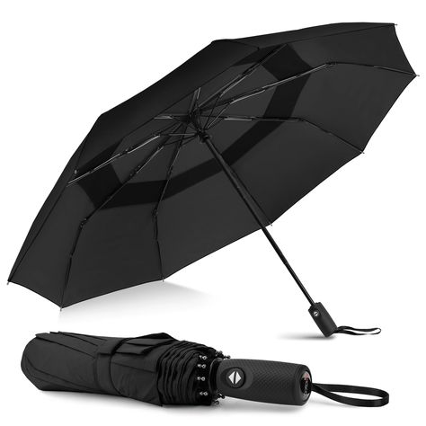 PRICES MAY VARY. WINDPROOF FOLDING UMBRELLA: 8/9 resin-reinforced fiberglass struts make our travel umbrella capable of withstanding the toughest winds. The high quality canopy can keep our dry CONVENIENT SMALL UMBRELLAS FOR RAIN: Our small compact umbrella automatically opens and closes with the touch of a button for easy use, and easily fits into a car, briefcase, backpack, or travel bag ADVANCED WATERPROOF TECHNOLOGY: The 210T Teflon fabric of our folding windproof umbrella is coated with the Mens Umbrella, Briefcase Backpack, Windproof Umbrella, Small Umbrella, Compact Umbrella, Automatic Umbrella, Travel Umbrella, Travel Comfort, Sun Umbrella