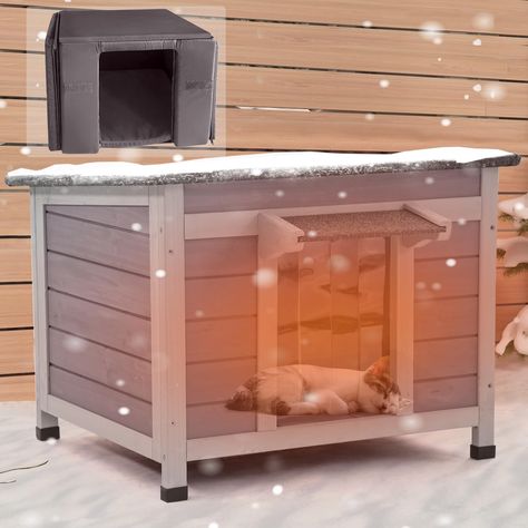 PRICES MAY VARY. WEATHER RESISTANT: Keep all cats of any shape and size protected and comfortable in this easy-to-assemble, weather resistant, insulated cat shelter. STAY WARM: The cat house with 6 sides ALL-AROUND insulated liner to keeps your kitties warm -- even in sub-zero temperatures. LOCK THECOMFORTABLE TEMPERATURE: Crafted with 3 layer insulated materials (solid wood+plywood+ 0.78" thicker sponge insulated liner), protects cats from any extreme outdoor conditions. MULTI-USE OUTSIDE CAT S Cat House Storage Bin, Repurposed End Tables To Cat House, Dog House Heat Lamp, Storage Bin Cat House, Storage Shed Turned Into Dog House, Cat House Made From Furniture, Outdoor Cat House Walmart, Build Outdoor Cat House, Outdoor Cat House With Heat Lamp