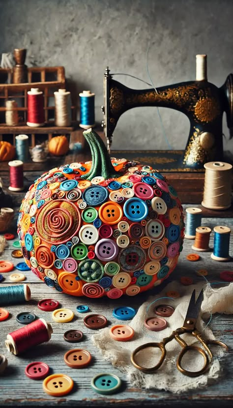 🎃 21 Stunningly Creative Pumpkin Decorating Ideas You Need to Try This Fall! 🍁✨ Creative Pumpkin Decorating Ideas, Vintage Sewing Table, Decoupage Pumpkins, Creative Pumpkin Decorating, Fall Pumpkin Crafts, Pumpkin Decorating Ideas, Spools Of Thread, Fall Decor Diy Crafts, Fun Pumpkins