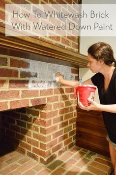 How To Whitewash A Brick Wall Or Fireplace | Young House Love Whitewash Brick, White Wash Brick Fireplace, Diy Brick Wall, Fireplace Redo, Painted Brick Fireplace, Architecture Renovation, Fireplace Update, White Wash Brick, Paint Fireplace