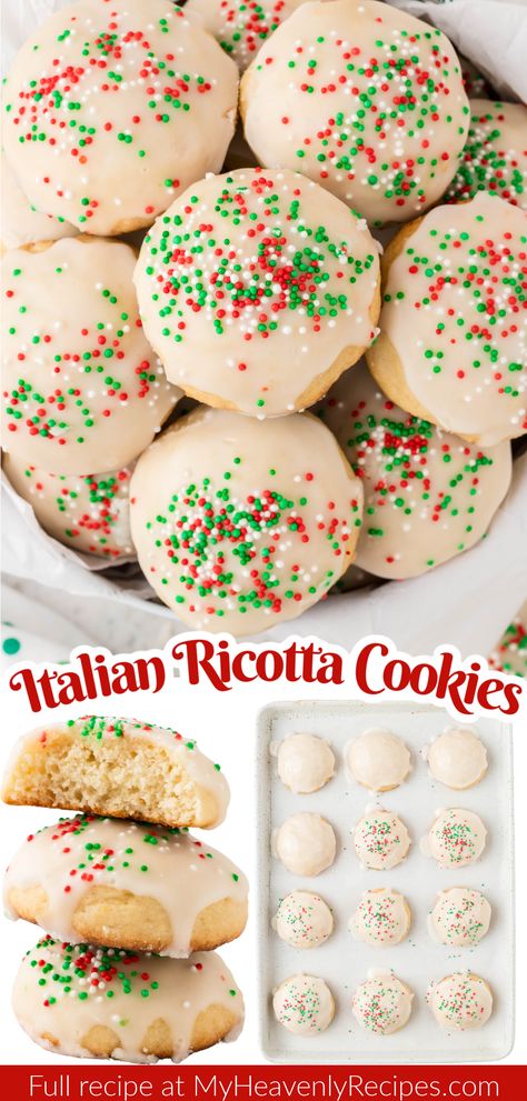 italian ricotta cookies Italian Ricotta Cookies Recipe, Easy Italian Cookie Recipes, Easy Italian Christmas Cookies, Pizzicati Italian Cookies, Easy Xmas Cookies, Treats For Gifts, Ricotta Cheese Cookies, Ricotta Cookies Recipe, Italian Ricotta Cookies