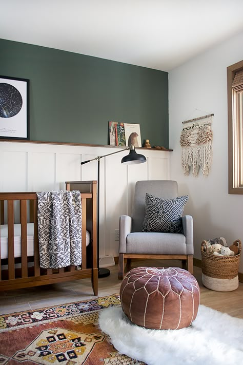 10 Best Places To Buy Throw Pillows - Where To Buy Throw Pillows Sherwin Williams Woodland Lichen, Sherwin Williams Retreat Nursery, Half Painted Wall Dark On Top, Sw Woodland Lichen, Green Nursery With Brown Furniture, Earthy Modern Nursery, Nursery With Wood Trim, Half Wall Board And Batten Nursery, Dark Wood Baby Nursery