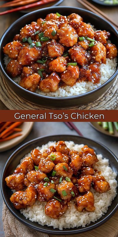 Make restaurant-quality General Tso’s Chicken at home with this easy recipe. Crispy fried chicken is coated in a sweet and tangy sauce, perfect for a quick weeknight dinner or a special takeout-inspired meal. Pair it with steamed broccoli or rice for a complete dish. Chicken General Tao Recipe, Easy General Tso Chicken Recipe, Easy Chicken Thigh Meals, Asian Style Chicken Recipes, Dinner Specials Restaurant, Quick Chicken Recipe, Quick Chicken And Rice Recipes, General Tso Chicken Sauce, Fast Chicken Dinner Recipes