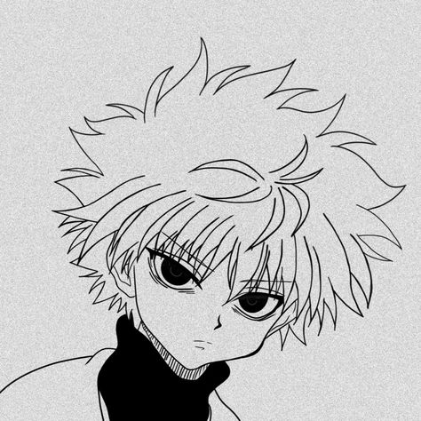 Killua Pfp Black And White, Killua Black And White Icon, Killua Outline, Killua Zoldyck Black And White, Hxh Black And White, Anime Character Black And White, Killua Zoldyck Drawing, Killua Manga Icon, Killua Sketch