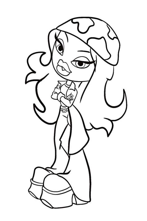 Bratz Drawing Outline, Brats Coloring Page, Baddie Aesthetic Drawing, Drawing Ideas To Color, Things To Color In, Baddie Coloring Pages Easy, Baddie Coloring Pages Printable, 2000s Coloring Pages, Y2k Coloring Pages People