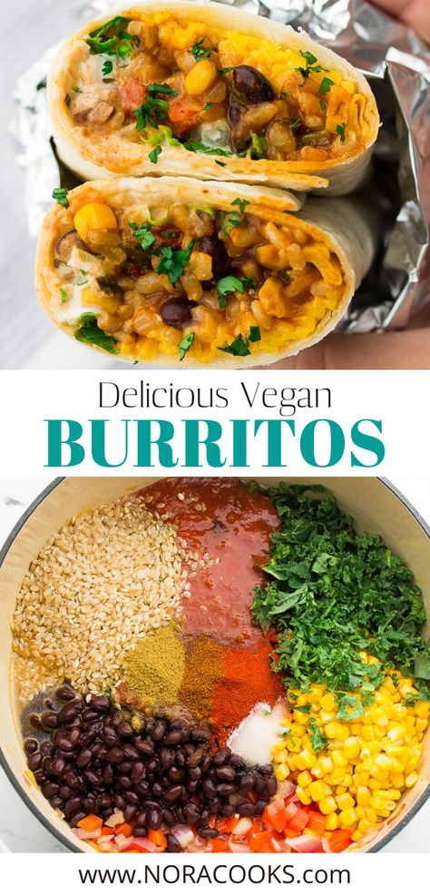 Vegan Burritos, Nora Cooks, Recipes Instapot, Vegan Instant Pot Recipes, Vegan Burrito, Vegan Mexican Recipes, Wfpb Recipes, Plant Based Diet Recipes, Instant Pot Dinner Recipes