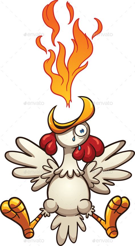 Hot spicy chicken. Vector clip art illustration with simple gradients. Fire,tears and chicken on separate layer for easy editing. Hot Spicy Chicken, Switch Board Art, Chicken Board, Chicken Vector, Fire Chicken, Chicken Drawing, Chicken Logo, Chicken Illustration, Inkscape Tutorials