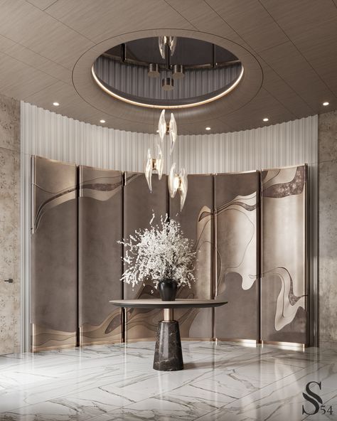 Outstanding wall decoration and marvelous chandelier for the hall design. #hallinterior #moderndesign #luxurydesign Find more ideas in our portfolio! Lift Lobby, Elevator Interior, Luxxu Modern Design Living, Hotel Lobby Design, Lobby Interior Design, تصميم داخلي فاخر, Hall Interior, Lobby Interior, Entrance Foyer