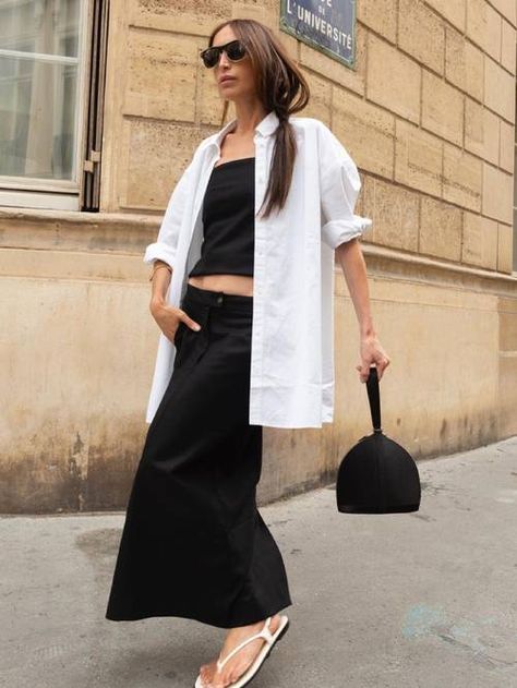 11 Affordable Fashion Items We're Spotting on French Girls | Who What Wear UK Black Maxi Skirt Outfit, Maxi Skirt White, Women Summer Outfits, Chic Tank Tops, Tie Dye Tops, French Women Style, White Flip Flops, Parisian Women, Sunglasses White