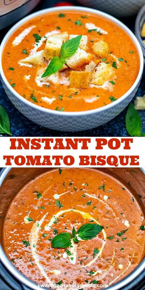 Soup Recipes Tomato, Tomato Bisque Recipe, Tomato Bisque Soup, Bisque Soup Recipes, Recipe Instant Pot, Bisque Soup, Bisque Recipe, Tomato Bisque, Savory Meals