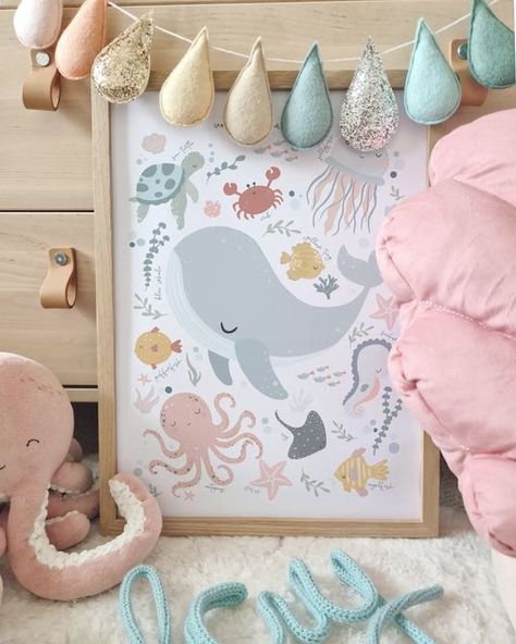 Pink Under The Sea Nursery, Pink Ocean Theme Nursery, Nautical Girl Nursery, Ocean Girl Nursery, Under The Sea Toddler Room, Ocean Theme Nursery Girl, Under The Sea Girl Nursery, Baby Girl Ocean Theme Nursery, Beach Theme Nursery Girl