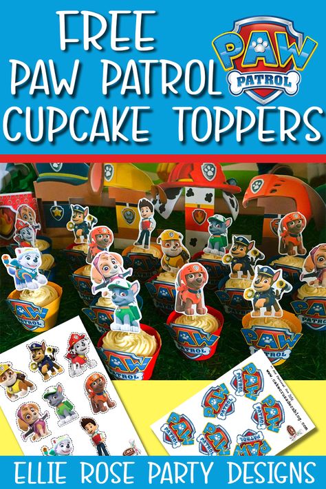 Paw Patrol Cupcake Topper, Paw Patrol Printables Free, Diy Paw Patrol, Paw Patrol Banner, Paw Patrol Printables, Paw Patrol Cupcakes, Paw Patrol Birthday Theme, 3rd Birthday Cakes, Paw Patrol Cake