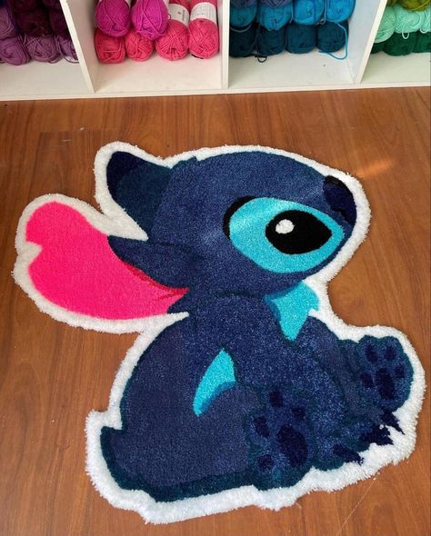 Stitch Disney Room Decor, Stitch Carpet, Disney Rug, Stitch Room, Tufting Art, Stitch Rug, Tufting Ideas, Girls Rugs, Disney Bedding