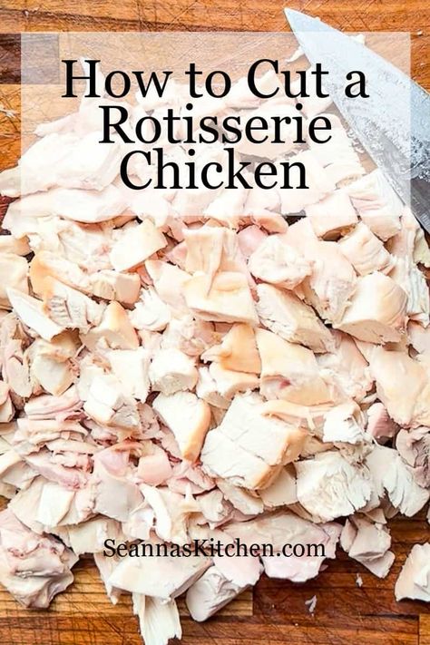 How To Cut A Rotisserie Chicken - How To Cut A Rotisserie Chicken in under 3 minutes. Quick tutorial and video will teach you a kitchen hack that will make meal prep easy! Costco Rotisserie Chicken, Costco Chicken, Meal Prep Easy, Rotisserie Chicken Breast, Chicken Salad Recipe Easy, Kitchen Hack, Whole Roasted Chicken, Rotisserie Chicken Recipes, Chicken Meal Prep