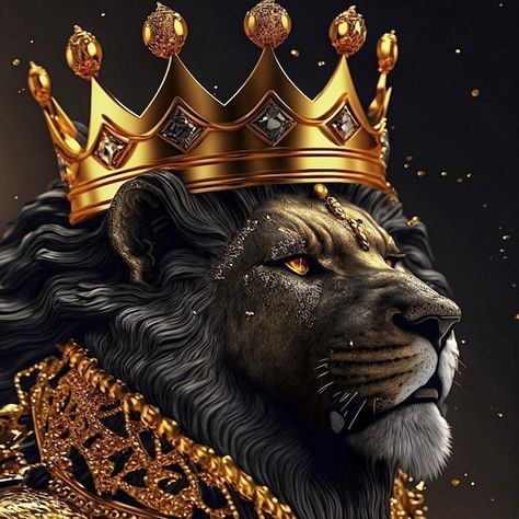 A lion with a crown on his head | Premium Photo #Freepik #photo #king #royal-crown #king-crown #gold-crown Lion With A Crown, Affiches D'art Déco, Lion King Pictures, Lion Artwork, Lions Photos, Lion Drawing, Lion Photography, King Photo, Lion Wallpaper