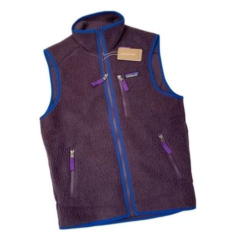 Cozy Fleece Vest With Everyday Warmth And Retro Styling Shearling Fleece Delivers Soft And Fuzzy Comfort On Chilly Days Recycled Polyester Full-Zip Design Makes It Easy To Access Other Layers Funnel Neck Zippered Pockets Provide Safe And Secure Storage For Everyday Items Offset Shoulder Seams Boost Your Comfort When You've Got A Pack On Color: Piton Purple Measurements Approximate: Length 25” Chest 19” Patagonia Nano Puff Vest, Mens Black Vest, Patagonia Fleece Vest, Green Jacket Women, Patagonia Vest, Patagonia Nano Puff, Patagonia Better Sweater, Patagonia Fleece, Retro Fabric