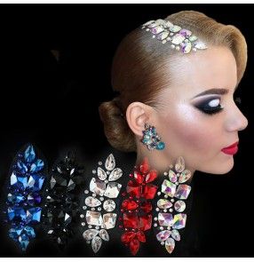 Competition professional crystal rhinestones diamond handmade latin ballroom waltz tango dancing headdress hair accessories Ballroom Hair Accessories, Standard Ballroom Hair, Dance Headpieces, Hair Jewelry Diy, Latin Ballroom Hairstyles, Dance Hair Piece, Ballroom Hairstyles, Dance Competition Hair, Drowsy Chaperone