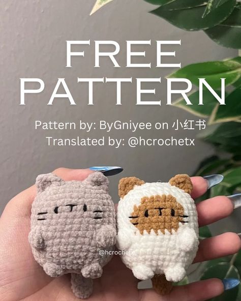 Crochet Cat Pattern, Crochet Animals Free Patterns, Kawaii Crochet, Crochet Amigurumi Free Patterns, Crochet Pattern Amigurumi, Christmas Card Crafts, Fun Crochet Projects, Crochet Animal Patterns, Shawl Crochet Pattern