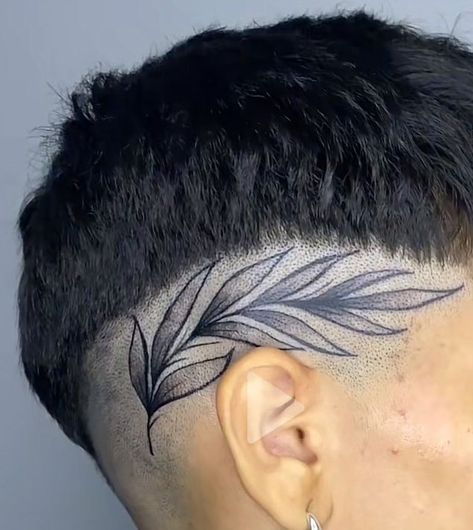 In Front Of Ear Tattoo Men, Mens Behind Ear Tattoo, Head Tattoos Women, Side Head Tattoo, Head Tattoos For Men, Side Of Head Tattoo, Tree Tat, Scalp Tattoo, Greek Mythology Tattoos