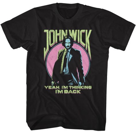 PRICES MAY VARY. MOVIE NIGHT! John Wick action-thriller movie apparel. Get ready to watch everyone and everything but John Wick die while chilling in your comfy tee YEP, IT'S OFFICIAL! Our cool graphic t shirts are 100% authentic and officially licensed. These super comfy tees are designed and printed in the USA by American Classics, a leader in high-quality retro, vintage style apparel since 1994 HIGH QUALITY CLOTHES, COMFY & COOL 100% cotton soft short sleeve, crewneck, t shirt for men, women, Dean Winters, Alfie Allen, Neo Noir, Im Back, Keanu Reeves, Mens Graphic Tee, John Wick, Black Print, Favorite Jeans