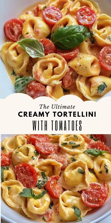 Creamy Tortellini with Tomatoes – A Comforting Italian-Inspired Dish Ingredients: 2 teaspoons olive or avocado oil 1 shallot, diced 2 garlic cloves, minced 2 cups cherry or grape tomatoes 1/2 cup roasted red peppers, chopped 1 tablespoon tomato paste 1/2 teaspoon salt #Tomatoes #Recipe Cherry Tomatoes Recipes Pasta, Grape Tomato Recipes, Recipe Using Tomatoes, Roasted Tomato Recipes, Creamy Tortellini, Tomato Pasta Recipe, Cherry Tomato Recipes, Cherry Tomato Pasta, Tortellini Recipes